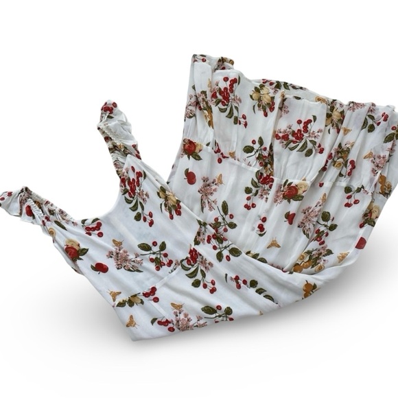 New Reformation Bondi Midi Georgette Side Slit Dress Floral Fruity Size 2 - Picture 3 of 16